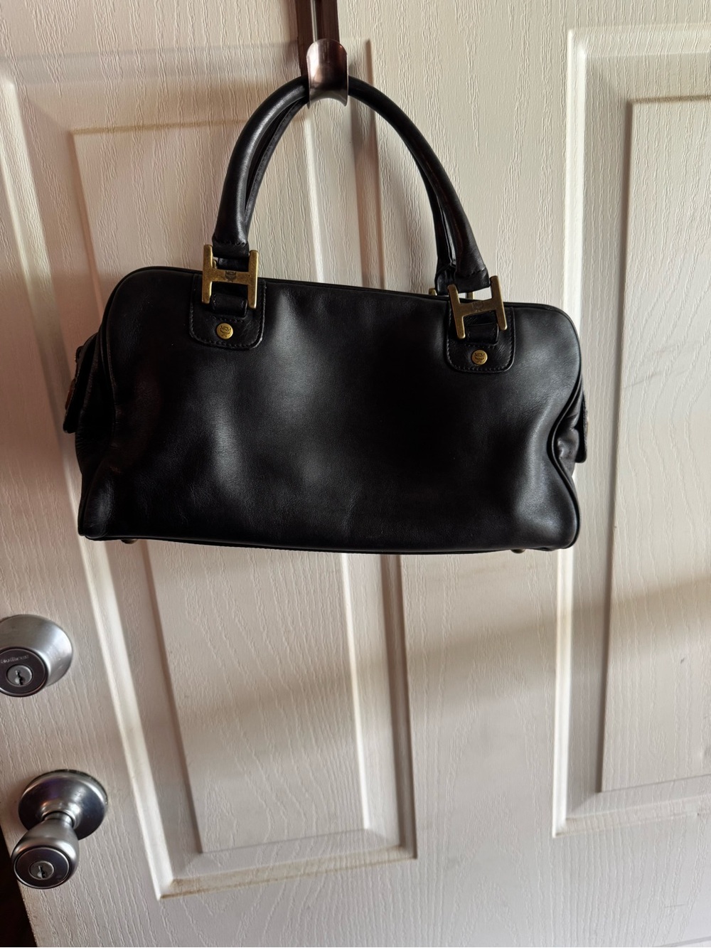 MCM Black Interior with Gold Hardware Logo Patch